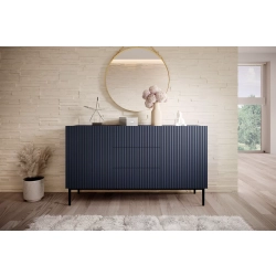 Komoda Nicole 150 cm z szufladami i półkami - granat / czarne nóżki - Limitowana oferta